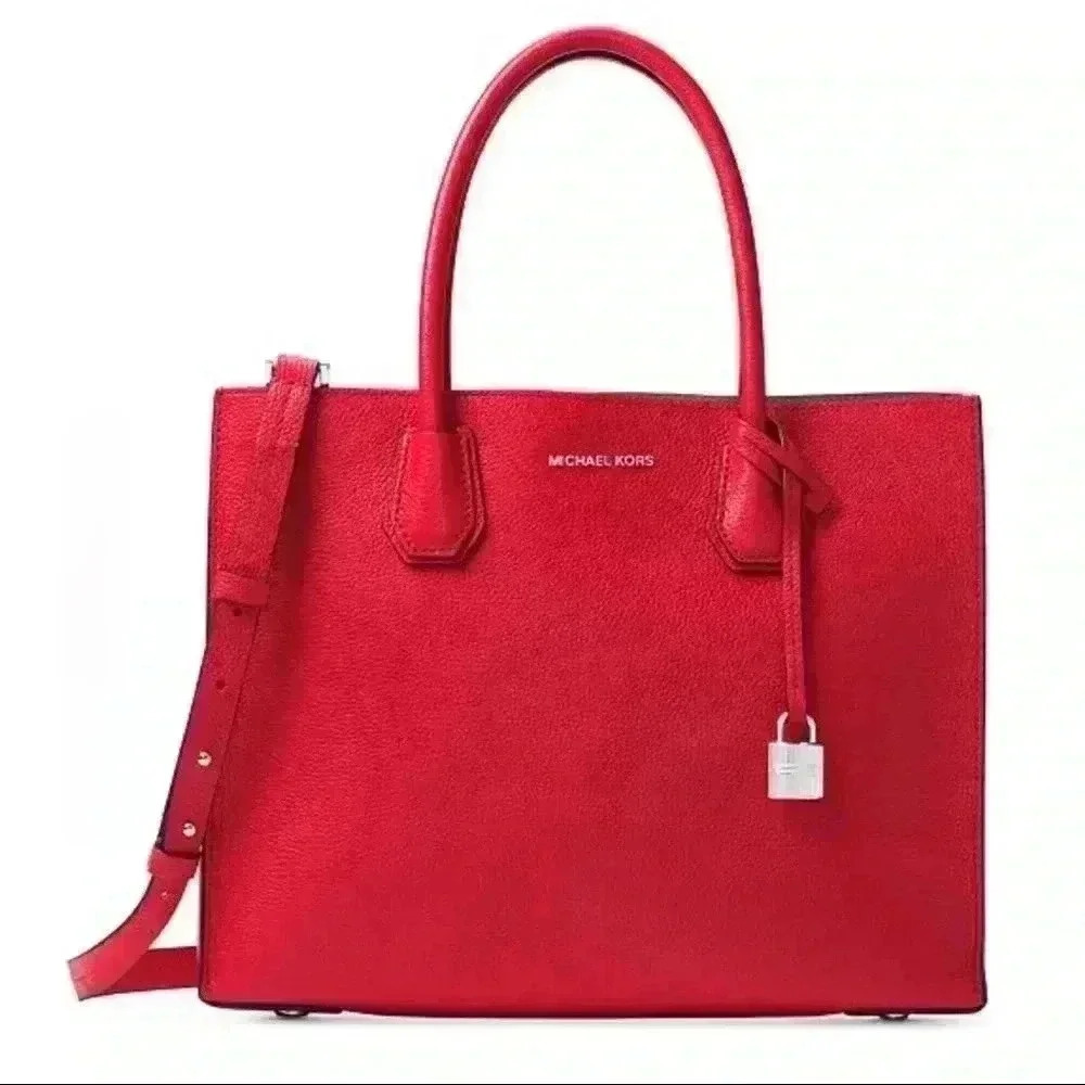 NWT MICHAEL KORS Large Red Mercer Tote Bag